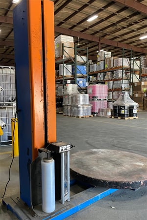 Stretch wrap for packaging and shipping chemical products