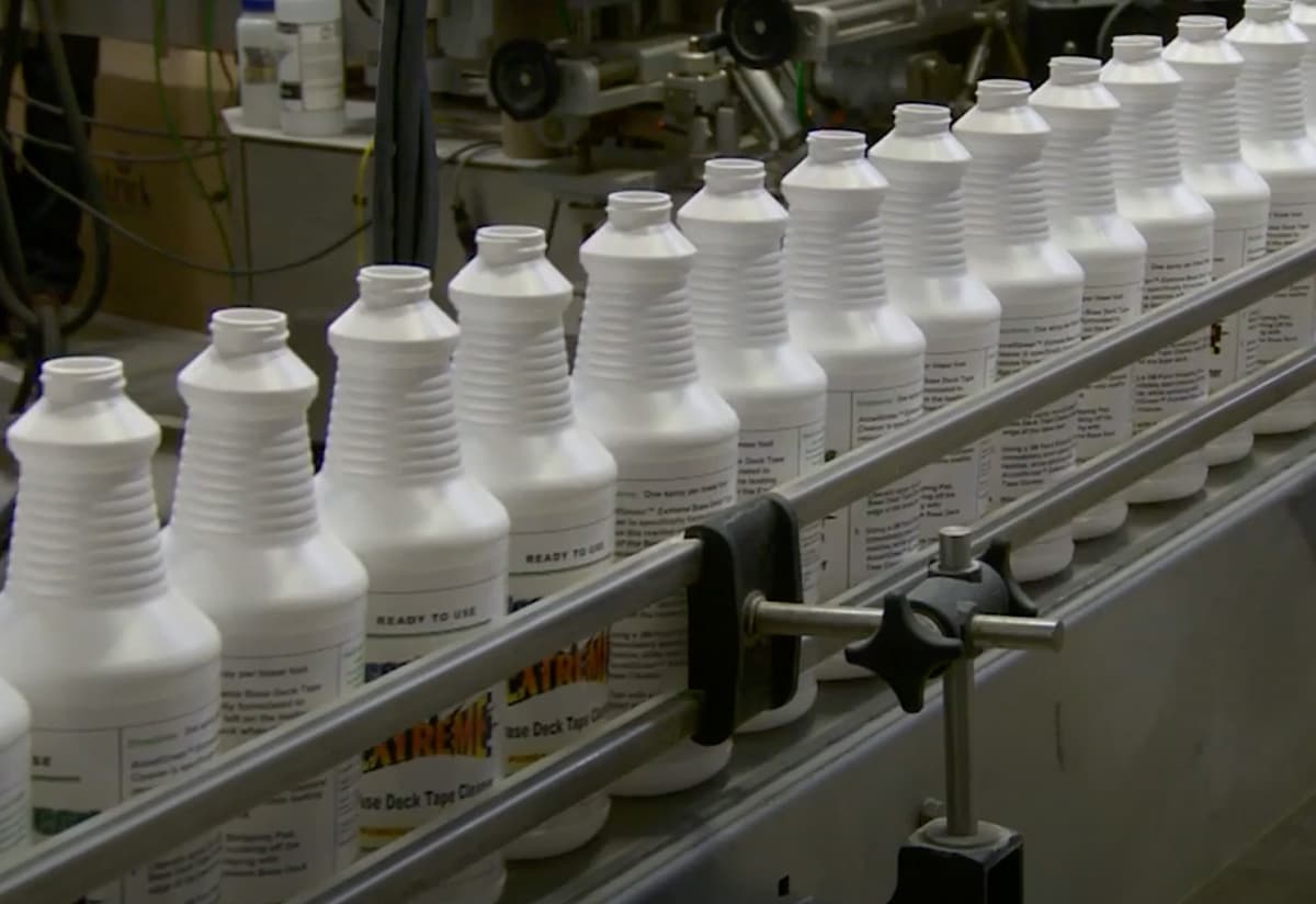 Royal Chemical Facility Bottles on Packaging Line